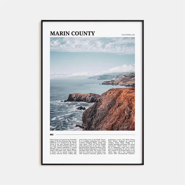 Marin County Travel Poster, California Wall Art Print