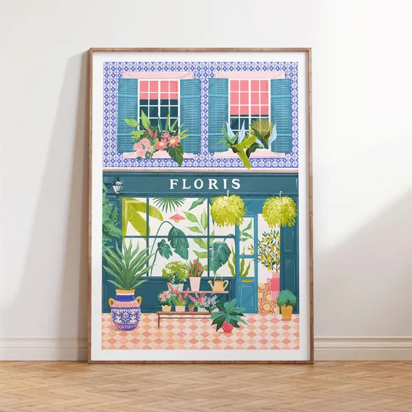 Florist Flower Market Art Print, Floral Wall Art