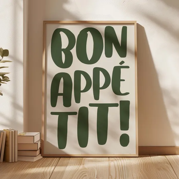 Bon Appetit Typography Kitchen Art Print, Maximalist Decor