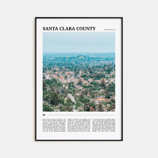 Santa Clara County Travel Poster, Holiday Wall Art