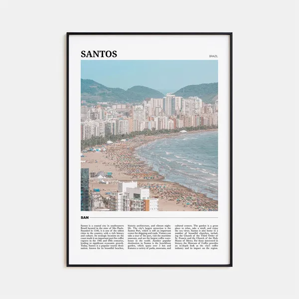 Santos Travel Poster, Brazil Wall Art Print