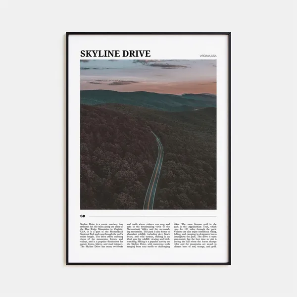 Skyline Drive Travel Poster, Virginia USA