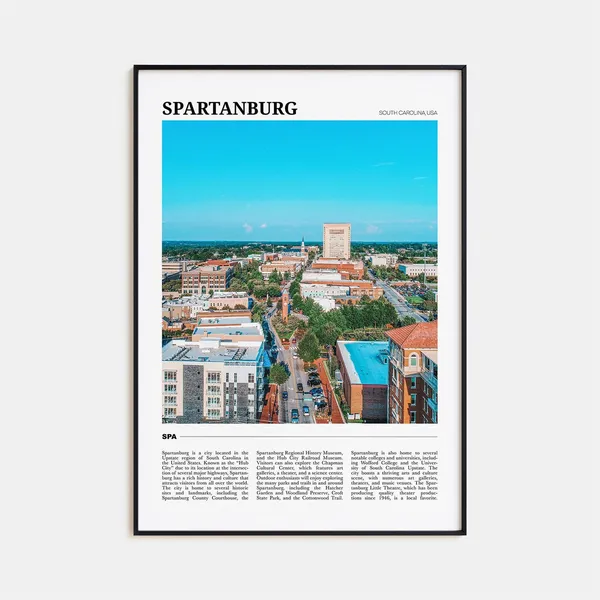 Spartanburg Travel Poster, South Carolina Travel Print