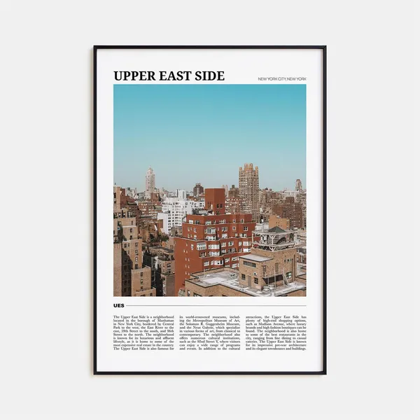 Upper East Side Travel Poster, New York Wall Art