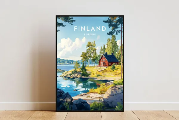Finland Travel Poster, Europe and Helsinki