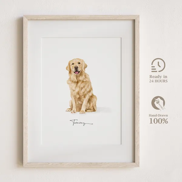Custom Pet Portrait Dog and Cat Illustration Art Print
