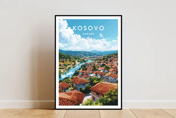 Kosovo Travel Poster, Pristina Wall Art