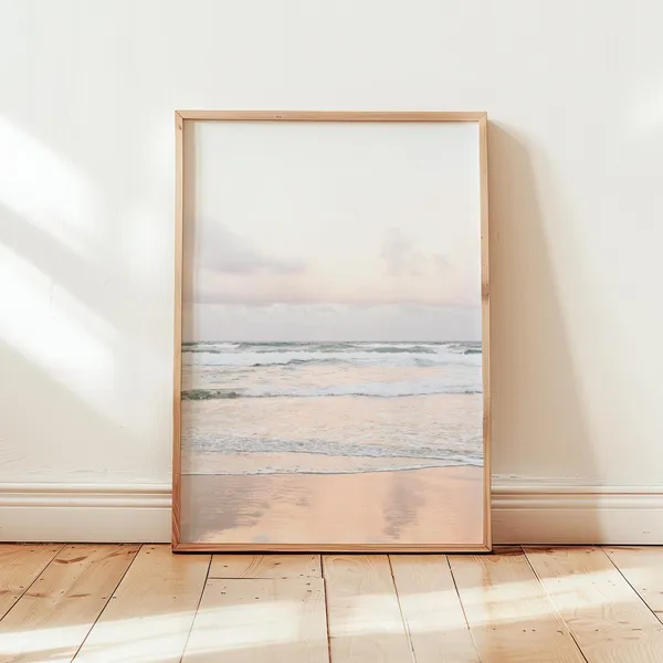 Beach Sunset Wave Print, Neutral Coastal Decor