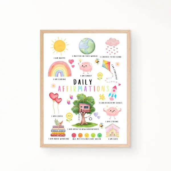 Kids Daily Affirmations Art Print, Montessori Classroom