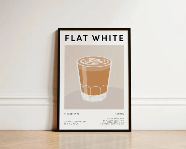 Flat White Coffee Poster, Kitchen Wall Art