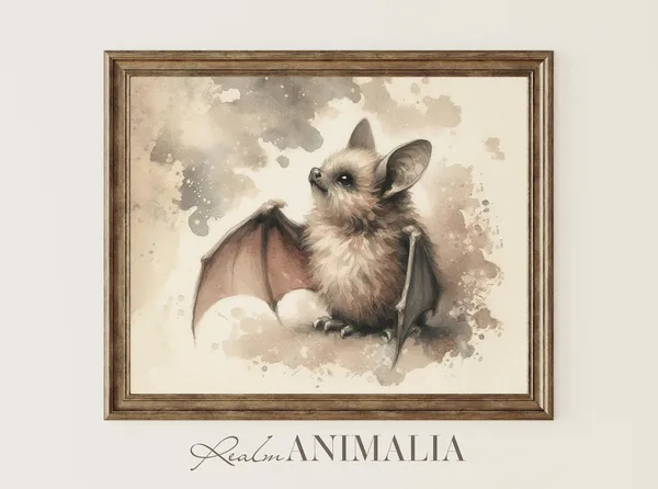 Bat Watercolor Painting Cute Bat Illustration Art Print