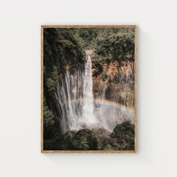 Tumpak Sewu Waterfall Indonesia Travel Poster