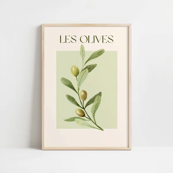 Olives Illustration Art Print, Botanical Kitchen Decor