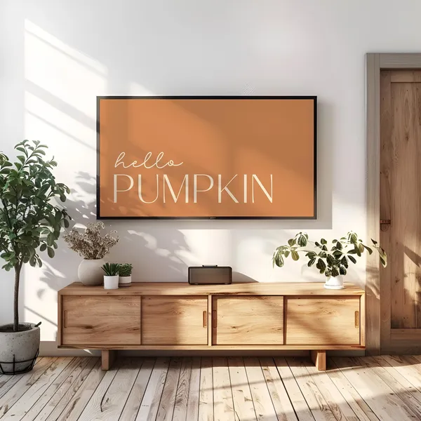 Hello Pumpkin Thanksgiving Autumn Art Print