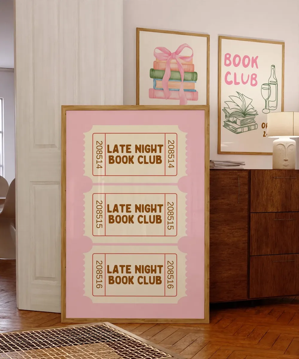 Late Night Book Club Literary Wall Art Print