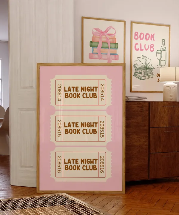 Late Night Book Club Literary Wall Art Print
