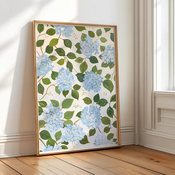 Hydrangea Pattern Christian Coastal Wall Art Print