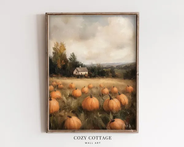 Pumpkin Patch, Muted Vintage Style Art Print