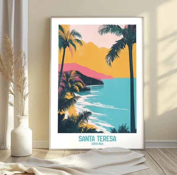Santa Teresa Costa Rica Tropical Escape Retro Art Print