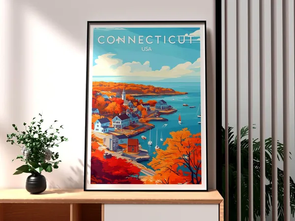 Connecticut Travel Poster, USA State Art Print