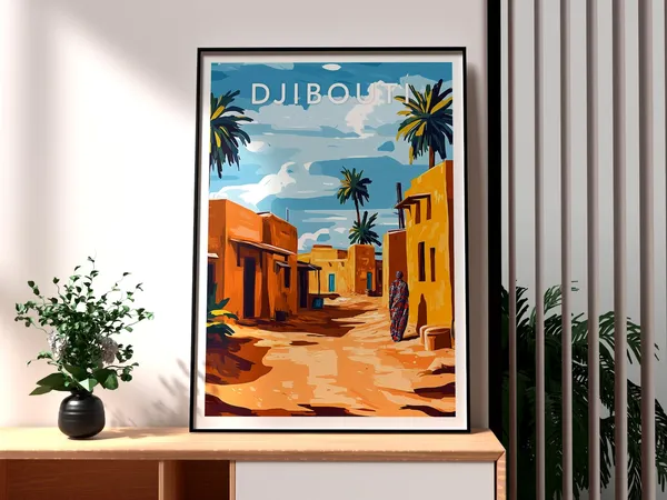 Djibouti Travel Poster, Africa City Wall Art
