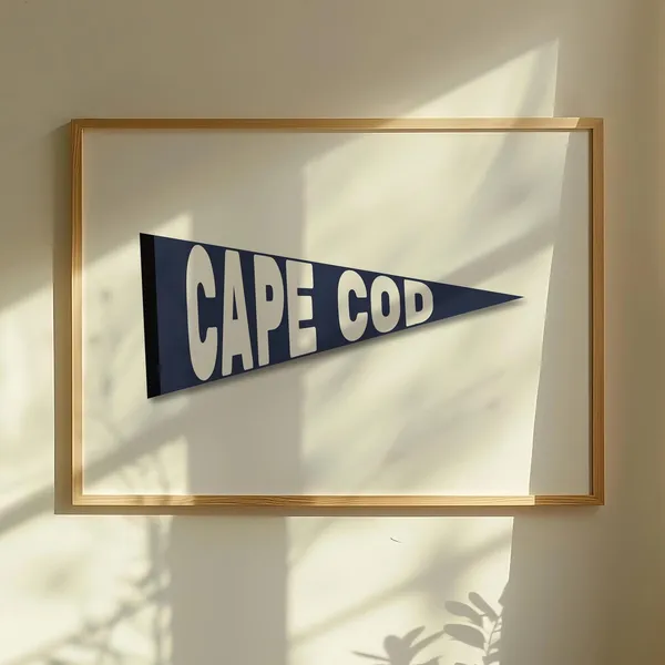 Vintage Cape Cod Pennant Print, Massachusetts Travel Poster
