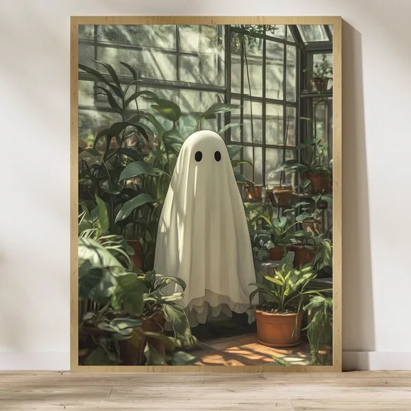 Ghost In Heathouse Moody Plants Halloween Art Print