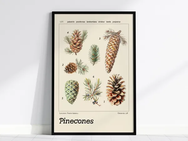 Pinecone Scientific Illustration Vintage Forest Art Print