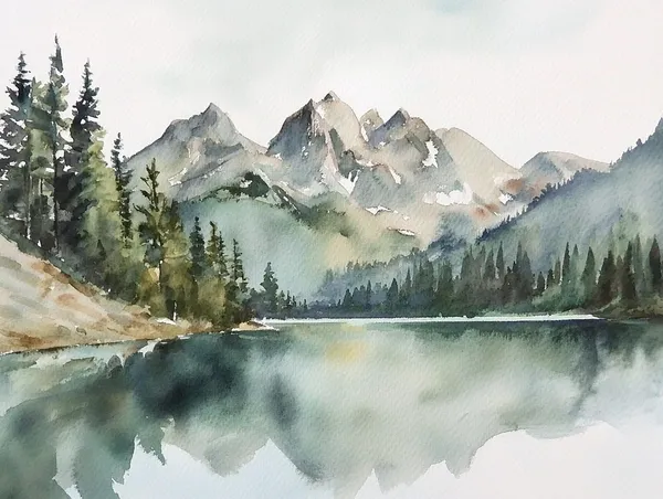 Alice Lake Sawtooth Range Watercolor Art Print