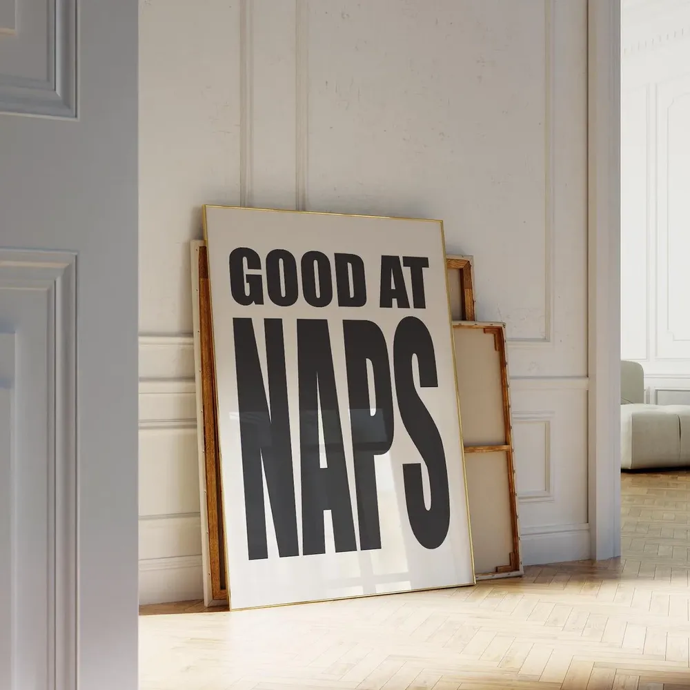 Black Bold Typography Good At Nap Art Print - Image 2
