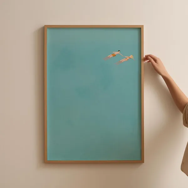 Man And Blonde Woman Floating In Pool Poster Print