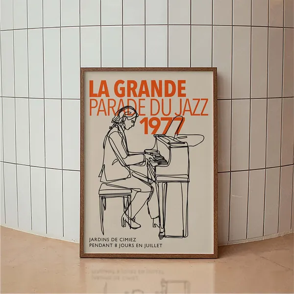 Retro French Jazz Festival Poster, Vintage Typography
