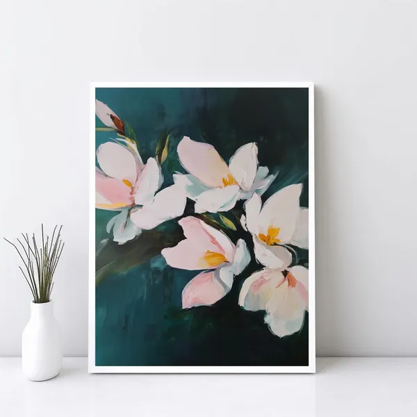 Vintage Botanical Floral Wall Art Acrylic Painting
