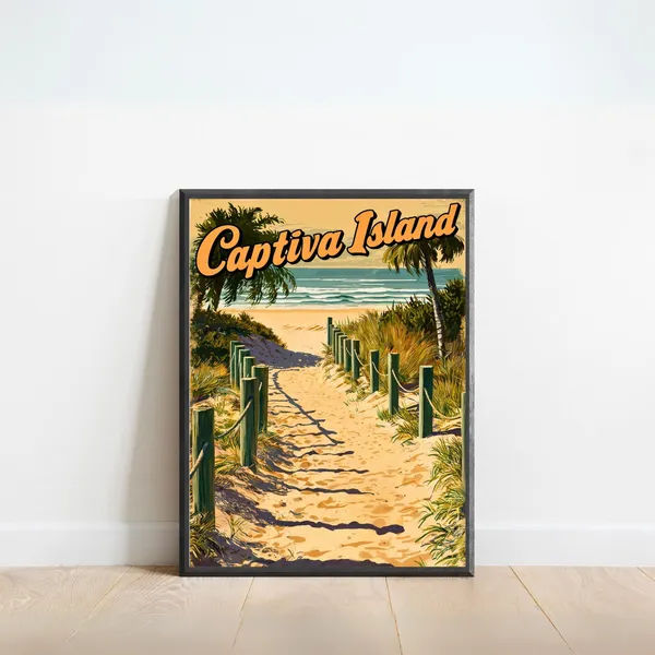 Captiva Island Vintage Travel Poster, Florida Travel Poster