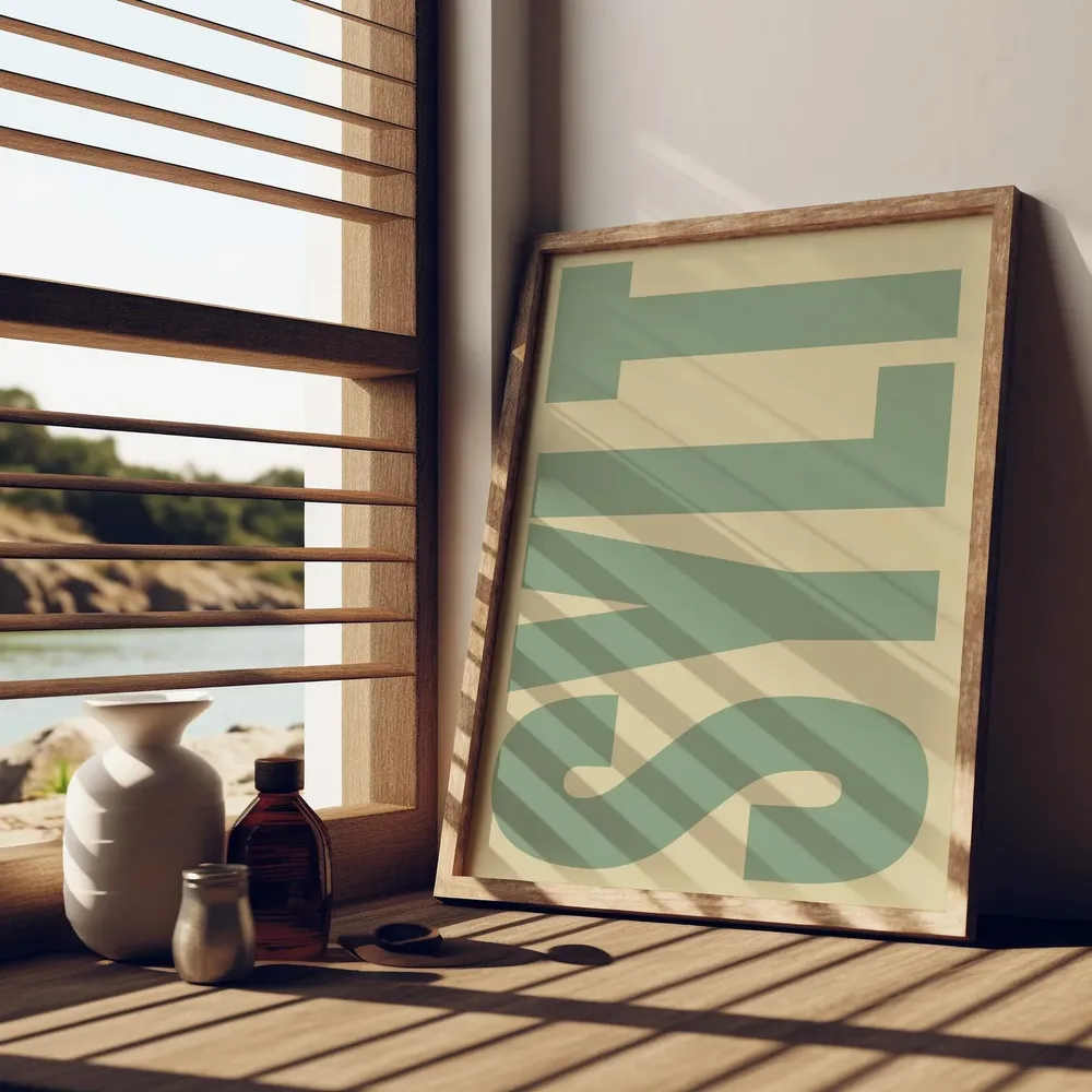 Sylt Poster, Sage Green Beige North Sea Travel Poster - Image 2