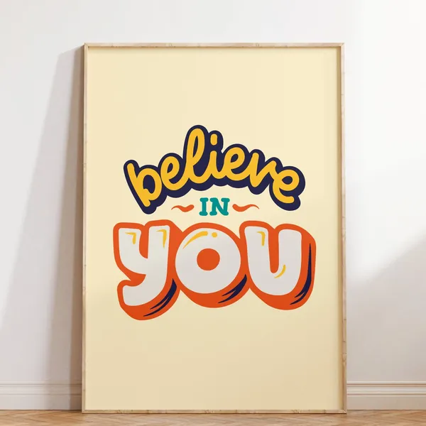 Retro Groovy Inspirational Quote Poster, Trendy Decor