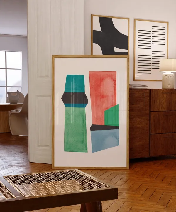 Modern Watercolor Shapes, Mid-Century Art Print