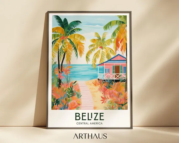 Belize Retro Travel Poster, Central America Travel Poster