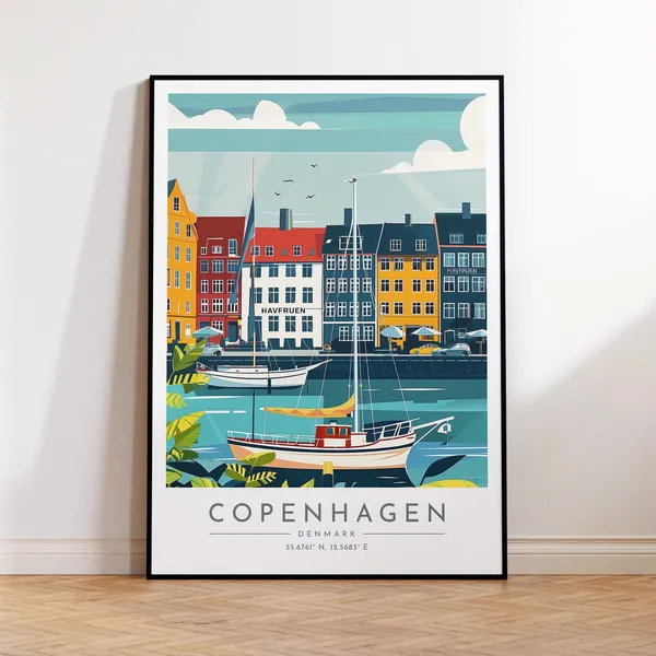 Copenhagen Home Decor Print Travel Poster