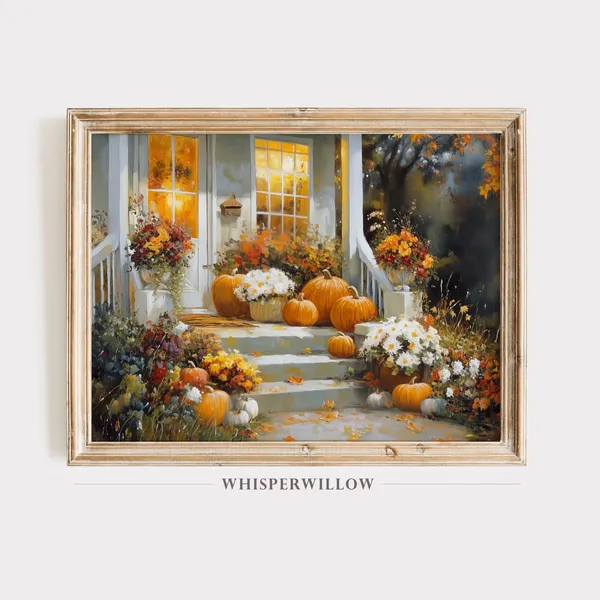 Autumn Floral and Pumpkins Halloween Wall Decor