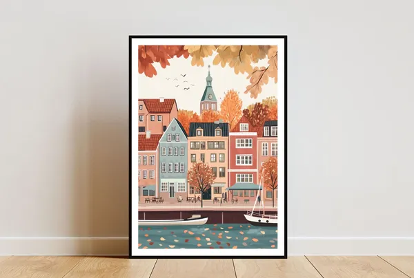Copenhagen Travel Poster, Scandinavian Denmark Wall Art