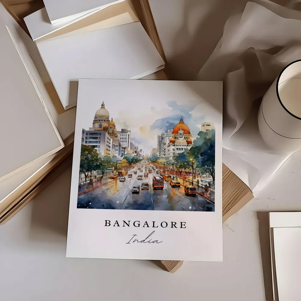 Bangalore India Travel Poster, Custom Text Art Print - Image 6