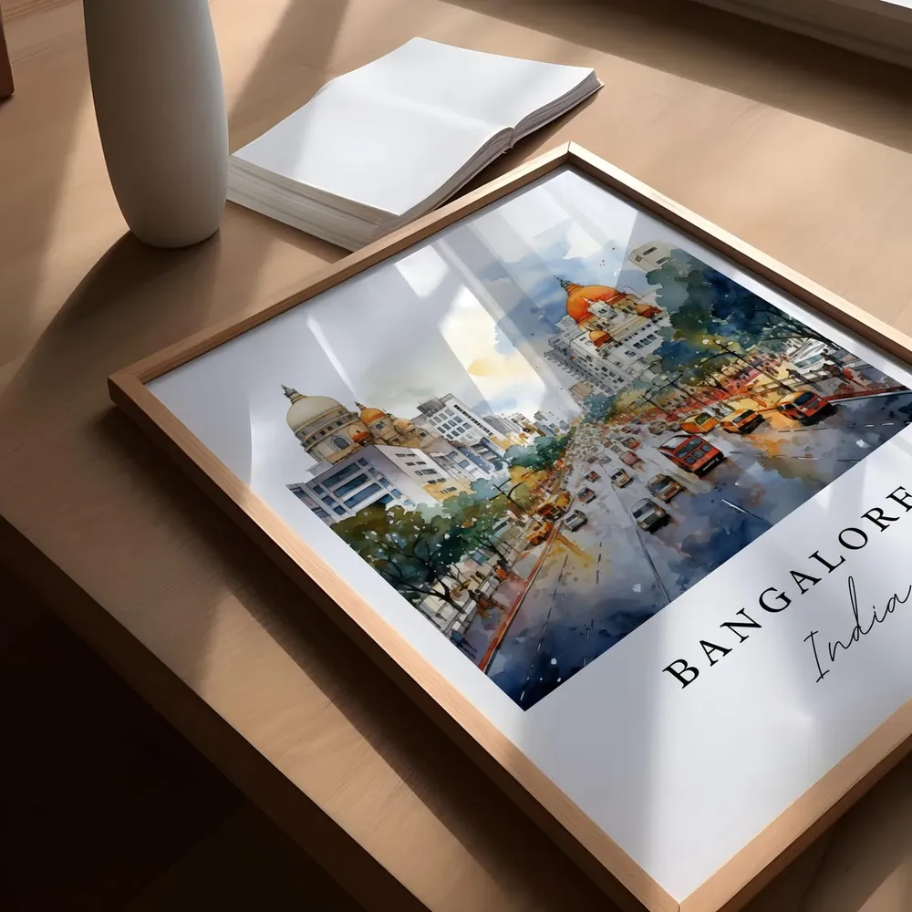 Bangalore India Travel Poster, Custom Text Art Print - Image 5