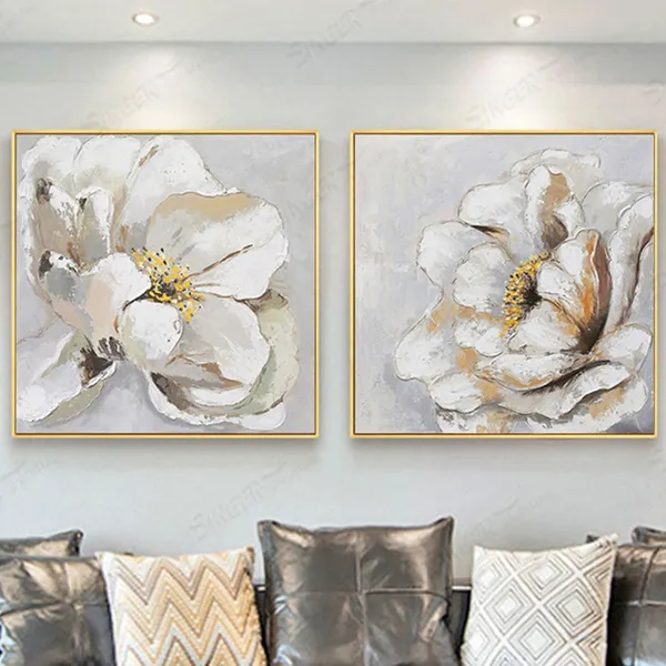 Abstract 3D Texture Flower Painting, Wabi Sabi Decor