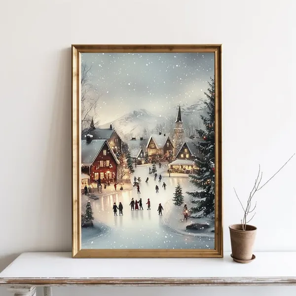 Winter Village Christmas Wall Art Print