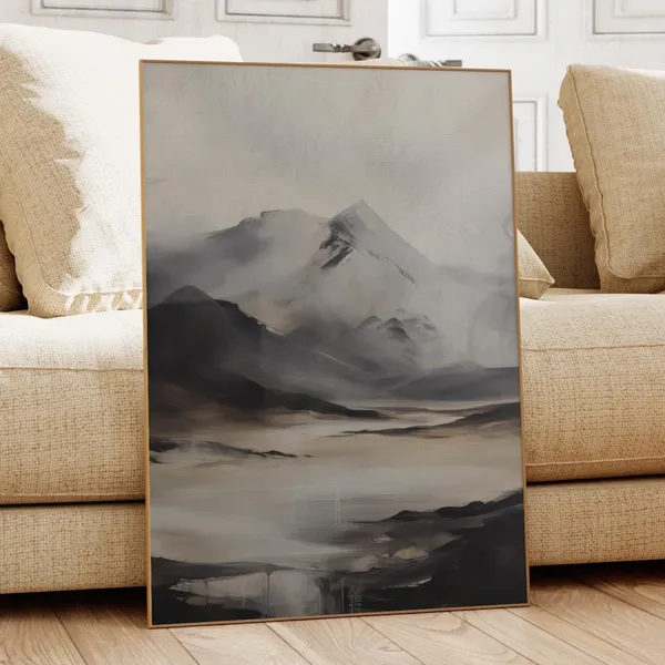 Moody Mountain Landscape Abstract Print, Cottagecore