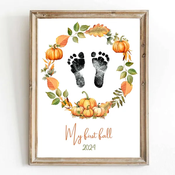My First Fall Footprint Keepsake Art Print