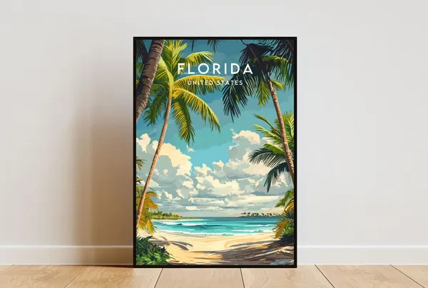 Florida Travel Poster, United States Travel Print
