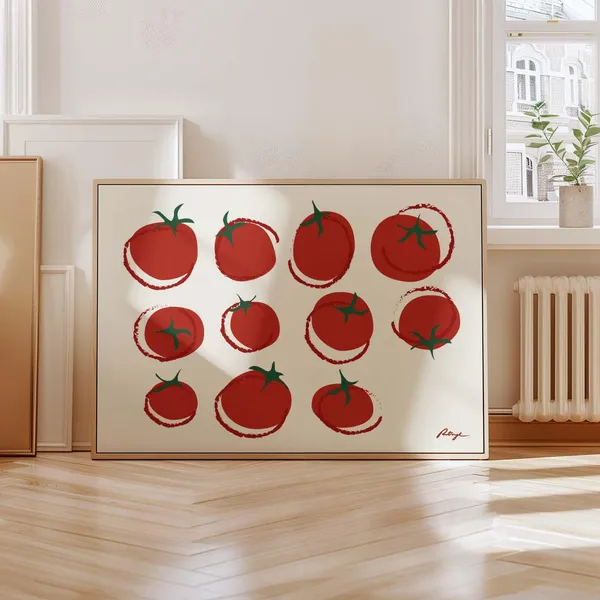 Tomato Print, Vintage Mid-Century Kitchen Art