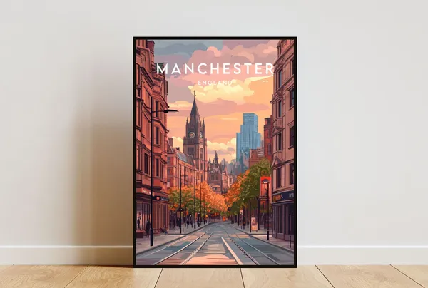 Manchester Travel Poster, England Travel Print